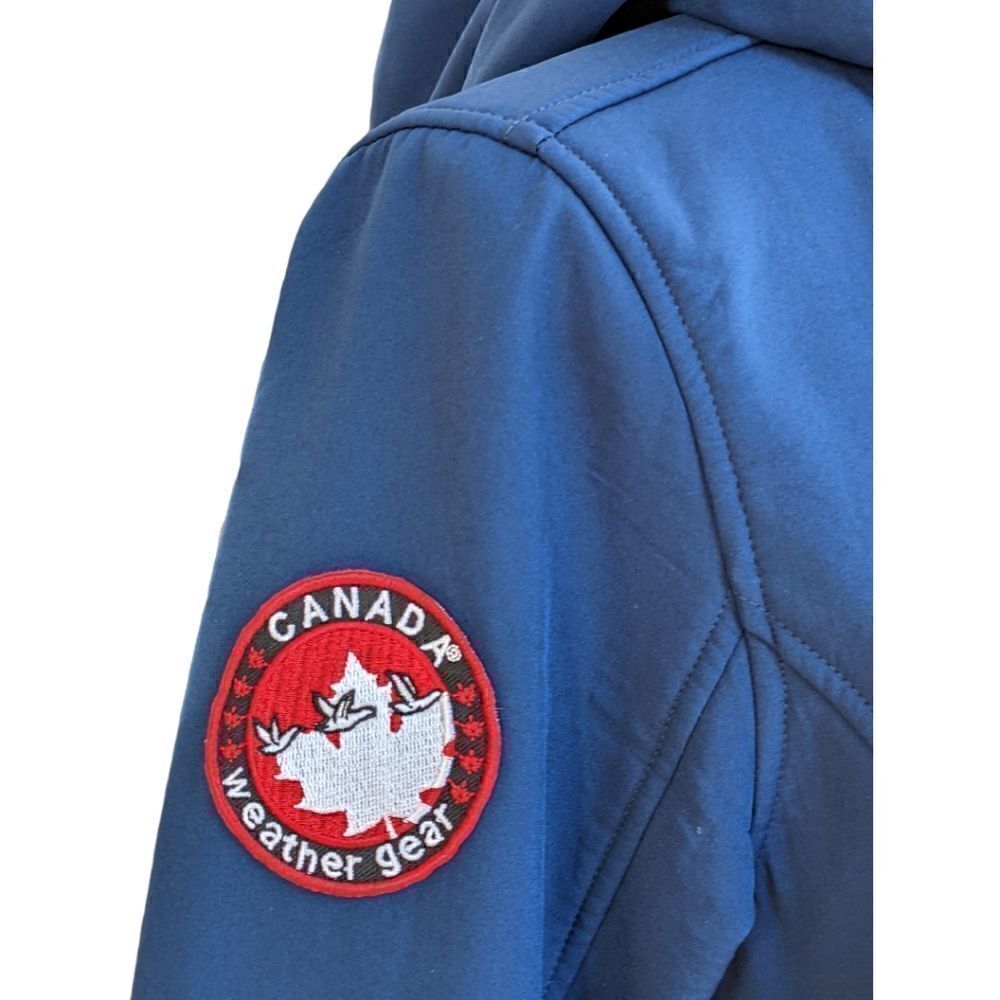 Canada WeatherGear Navy Full Zip Hooded Long Jacket Size S - Picture 9 of 13